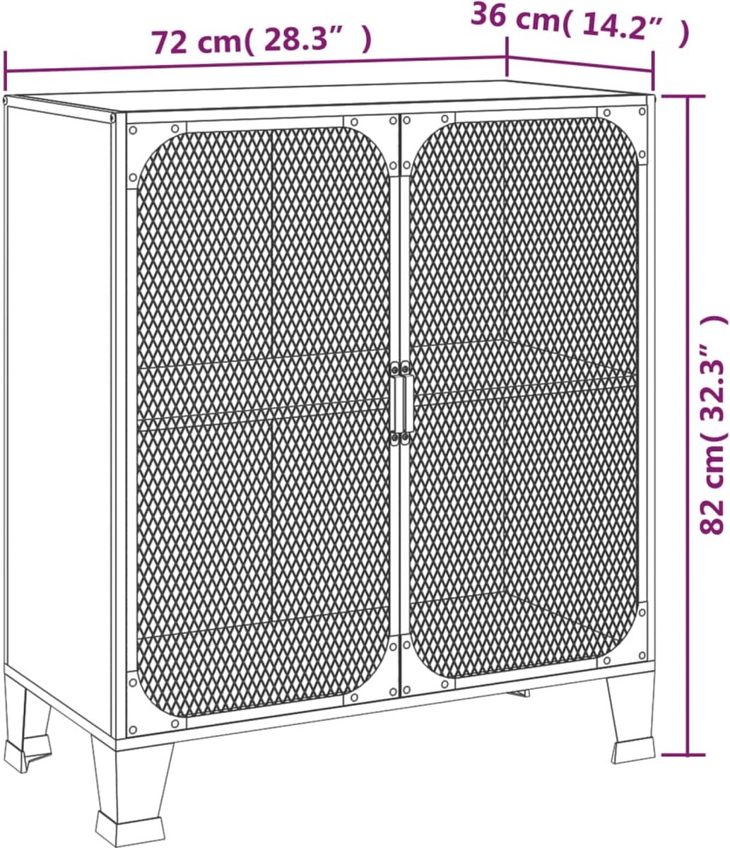 Vidaxl Opbergkast 72x36x82 Cm Metaal En Mdf Rustiek - Bruin