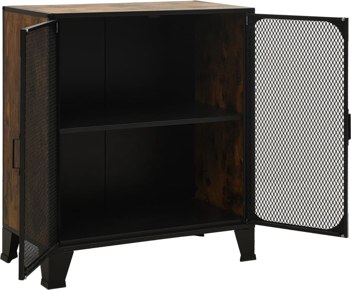 Vidaxl Opbergkast 72x36x82 Cm Metaal En Mdf Rustiek - Bruin