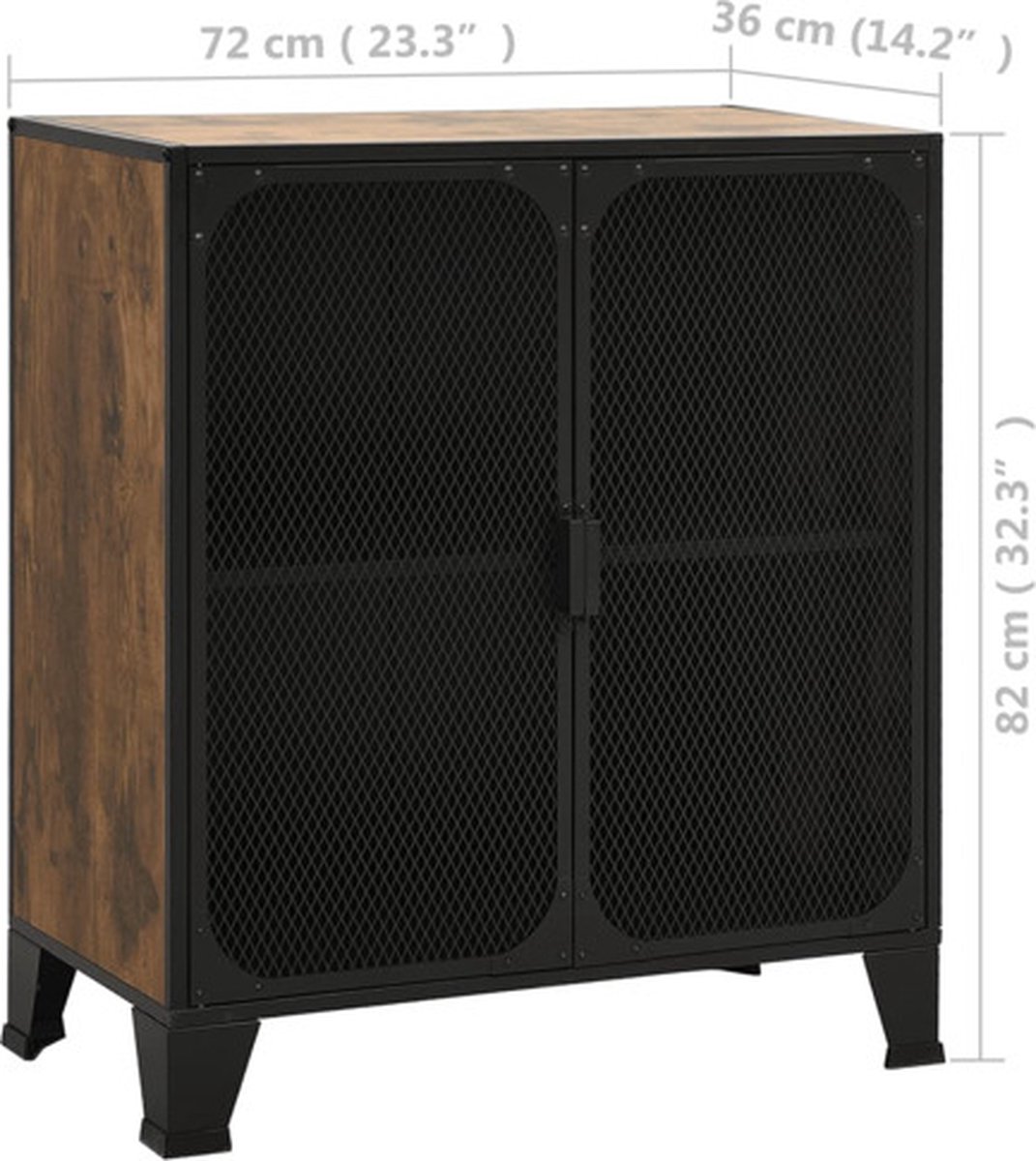 Vidaxl Opbergkast 72x36x82 Cm Metaal En Mdf Rustiek - Bruin