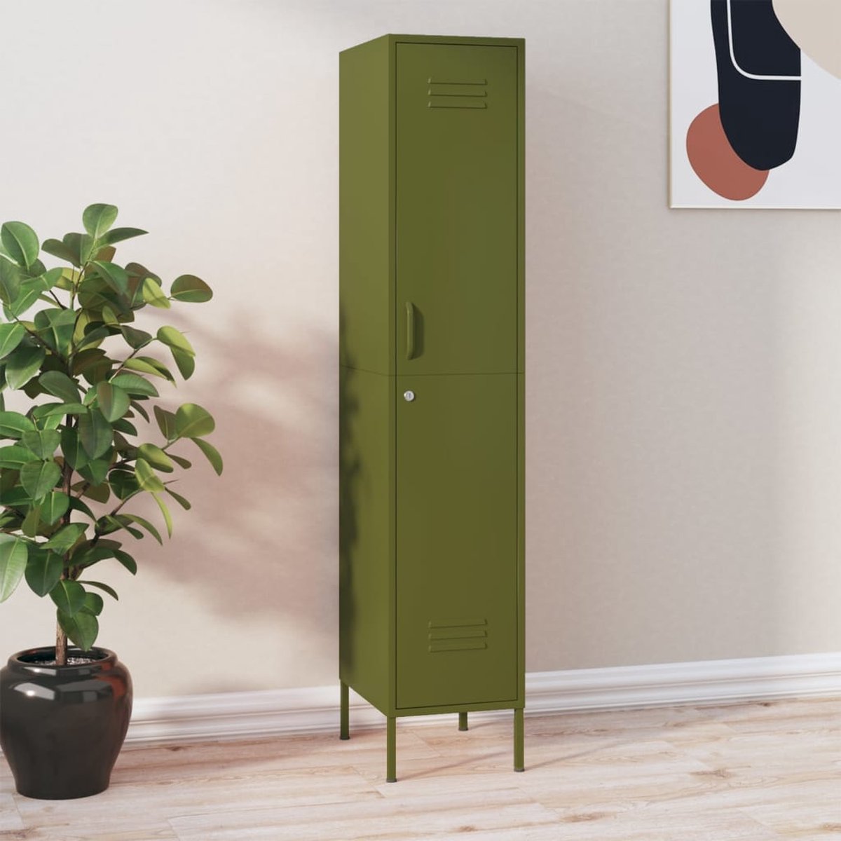 Vidaxl Lockerkast 35x46x180 Cm Staal Olijf - Verde