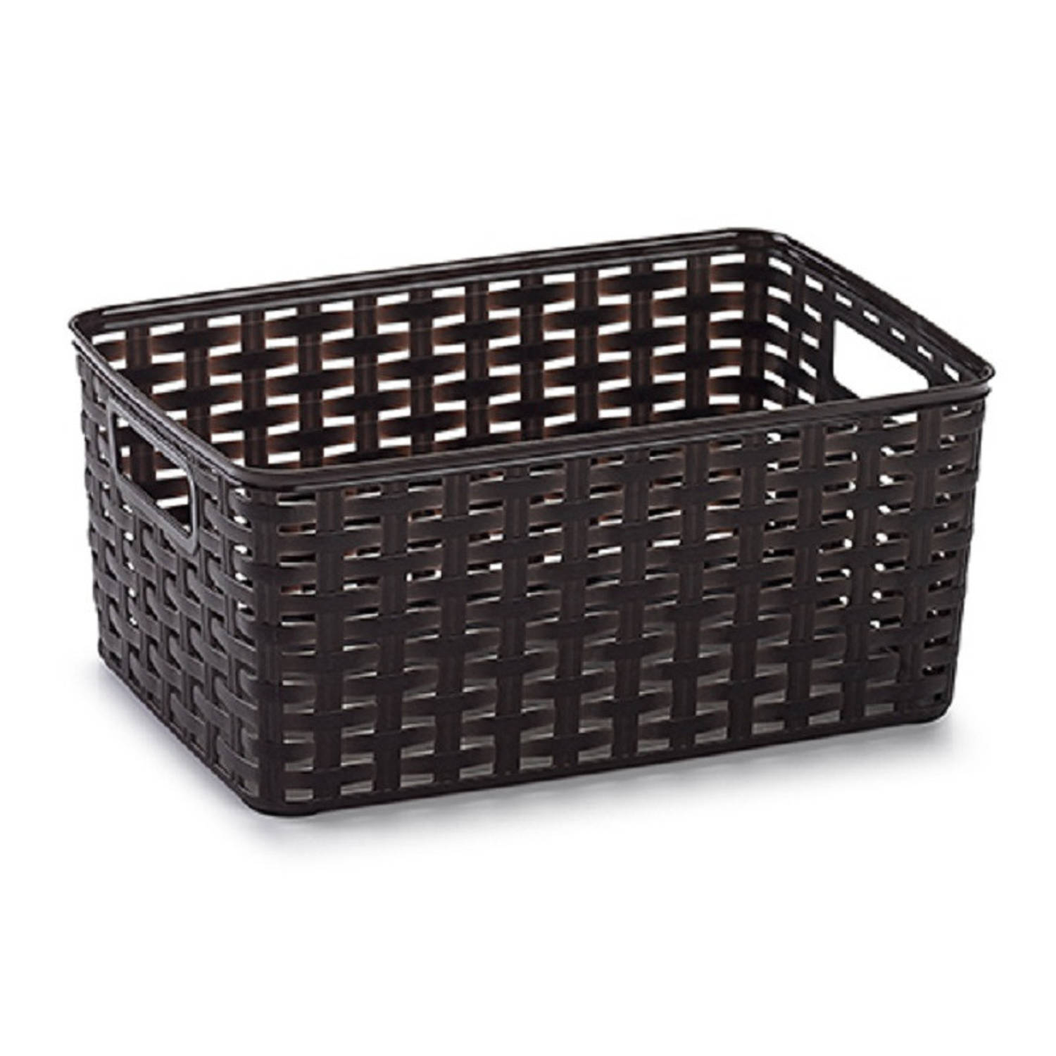 Forte Plastics Rotan Gevlochten Opbergmand/opbergbox Kunststof - Donker - 19 X 29 X 13 Cm - Opbergbox - Bruin