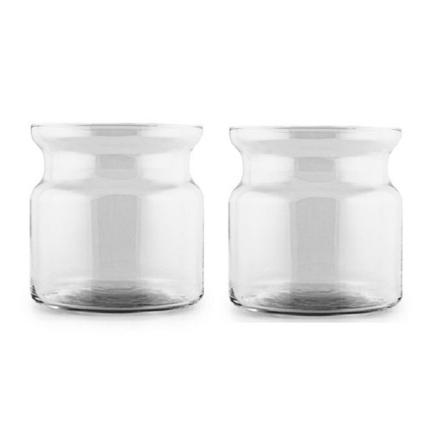 Set Van 2x Stuks Transparante Home-basics Vaas/vazen Van Glas 19 X 19 Cm Brenda - Vazen