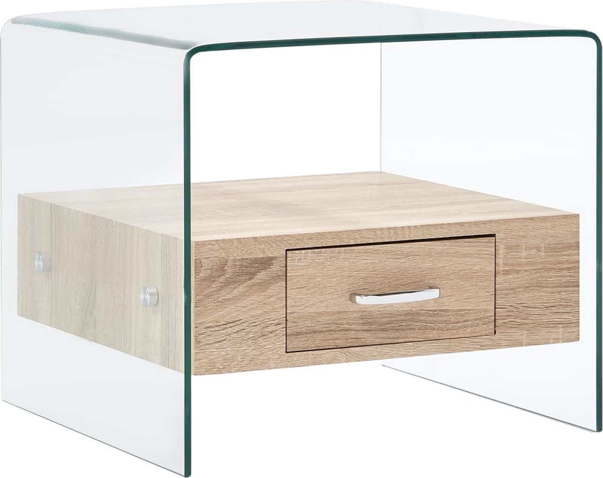 Vidaxl Salontafel Met Lade 50x50x45 Cm Gehard Glas