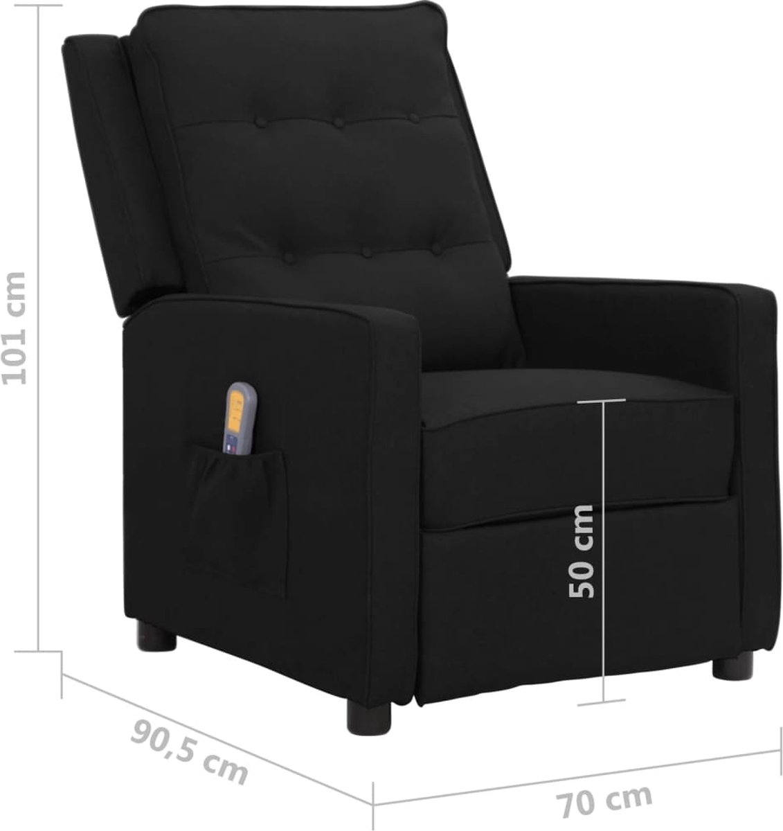 Vidaxl Massagestoel Verstelbaar Stof - Zwart