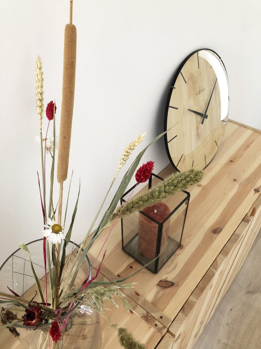 Nextime Wandklok Roman Vintage Dia 58cm Hout Licht - Bruin