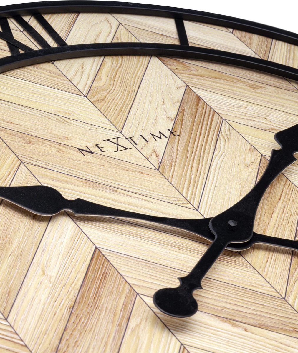 Nextime Wandklok Roman Vintage Dia 58cm Hout Licht - Bruin