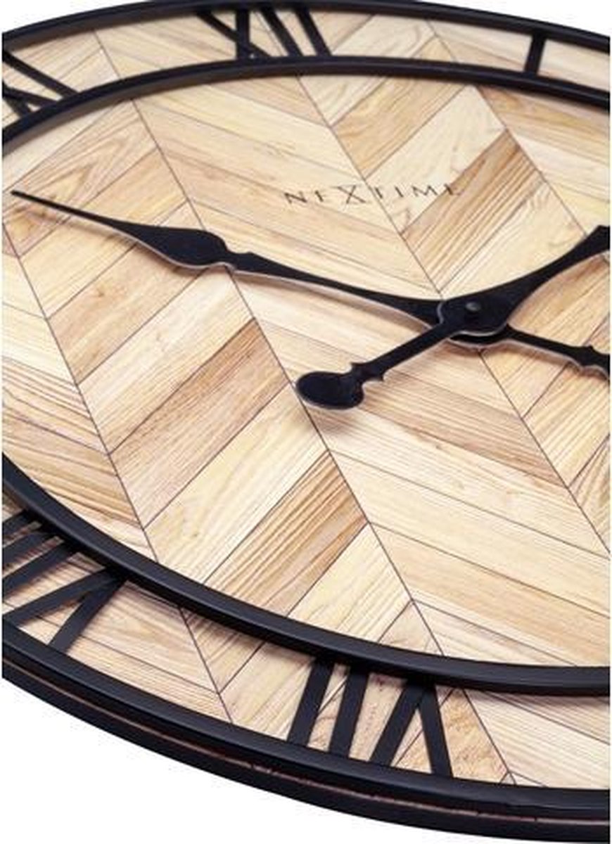 Nextime Wandklok Roman Vintage Dia 58cm Hout Licht - Bruin