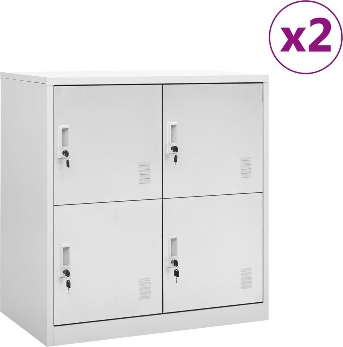 Vidaxl Lockerkasten 2 St 90x45x92,5 Cm Staal Licht - Grijs