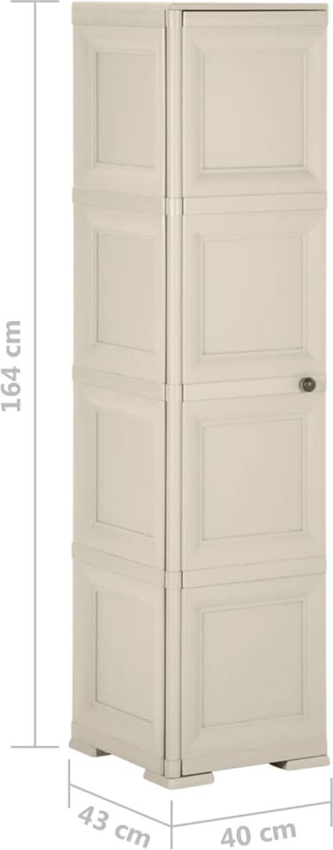 Vidaxl Opbergkast Hout-look 40x43x164 Cm Kunststof Crèmekleurig