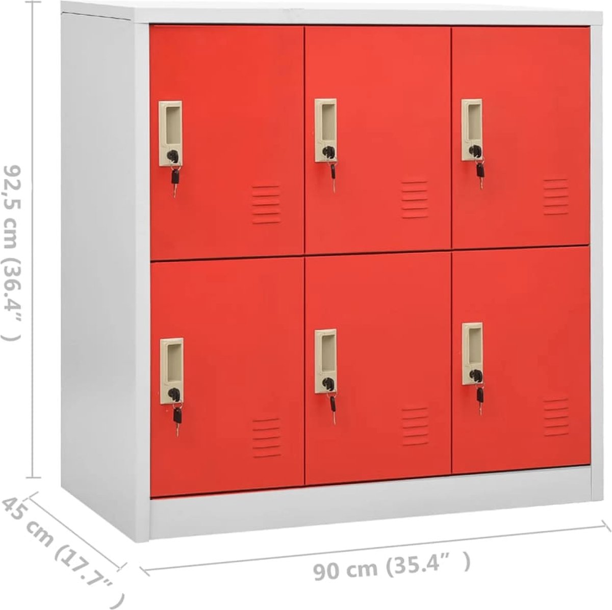 Vidaxl Lockerkast 90x45x92,5 Cm Staal Licht En Rood - Gris