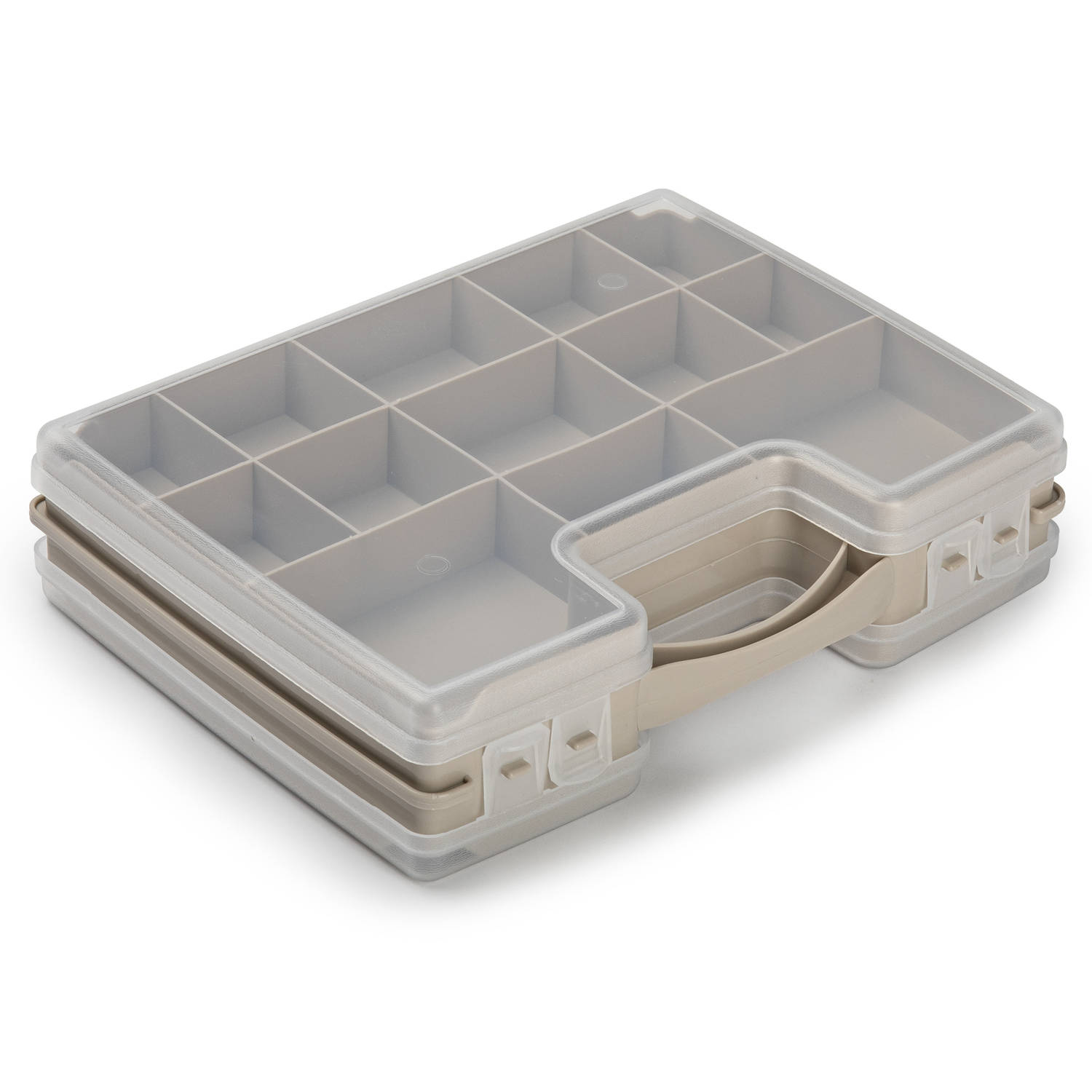 Forte Plastics Opbergkoffertje/opbergdoos/sorteerbox 22-vaks Kunststof Taupe 28 X 21 X 6 Cm - Opbergbox