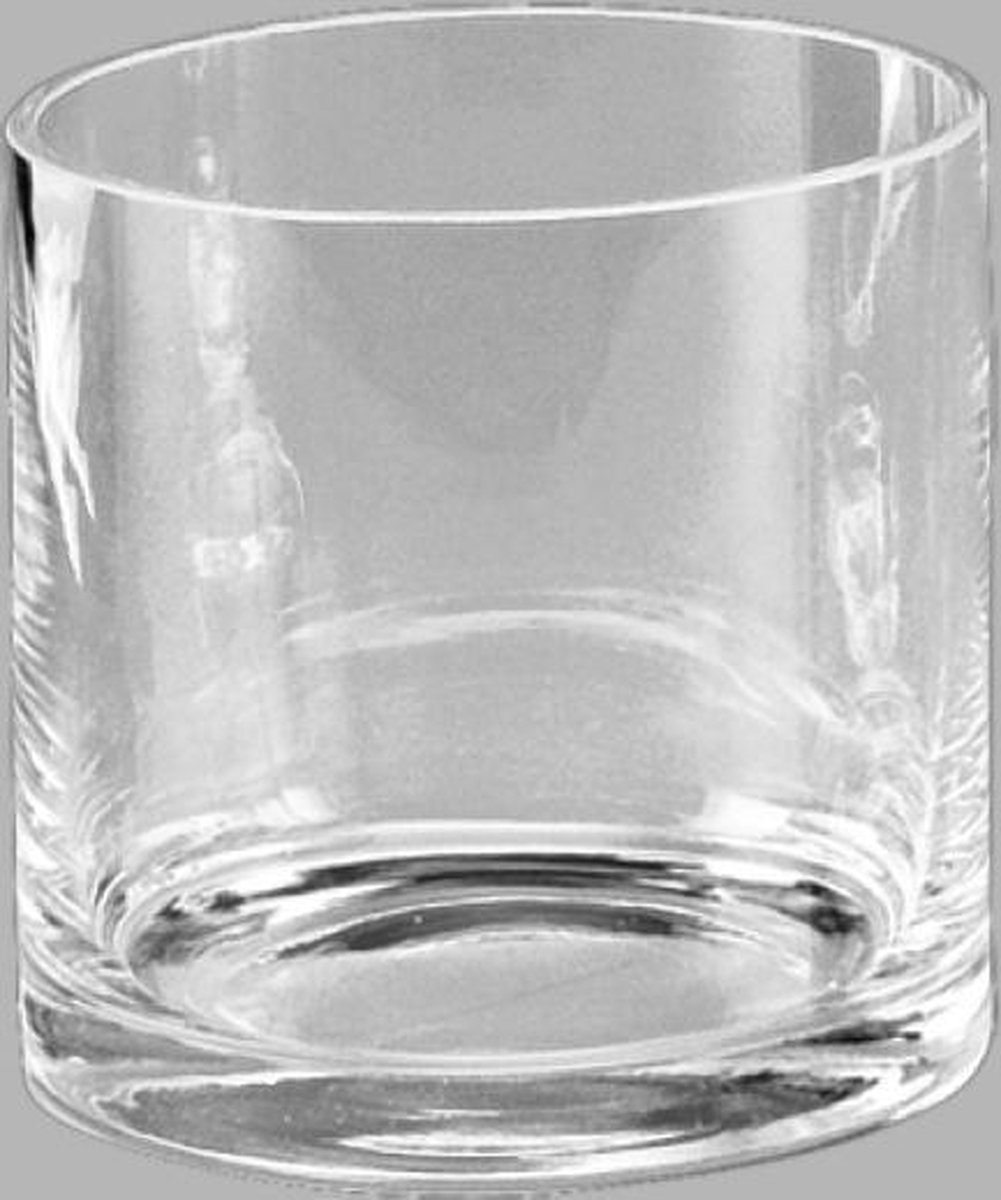 Transparante Home-basics Cylinder Vorm Vaas/vazen Van Glas 15 X 15 Cm - Vazen
