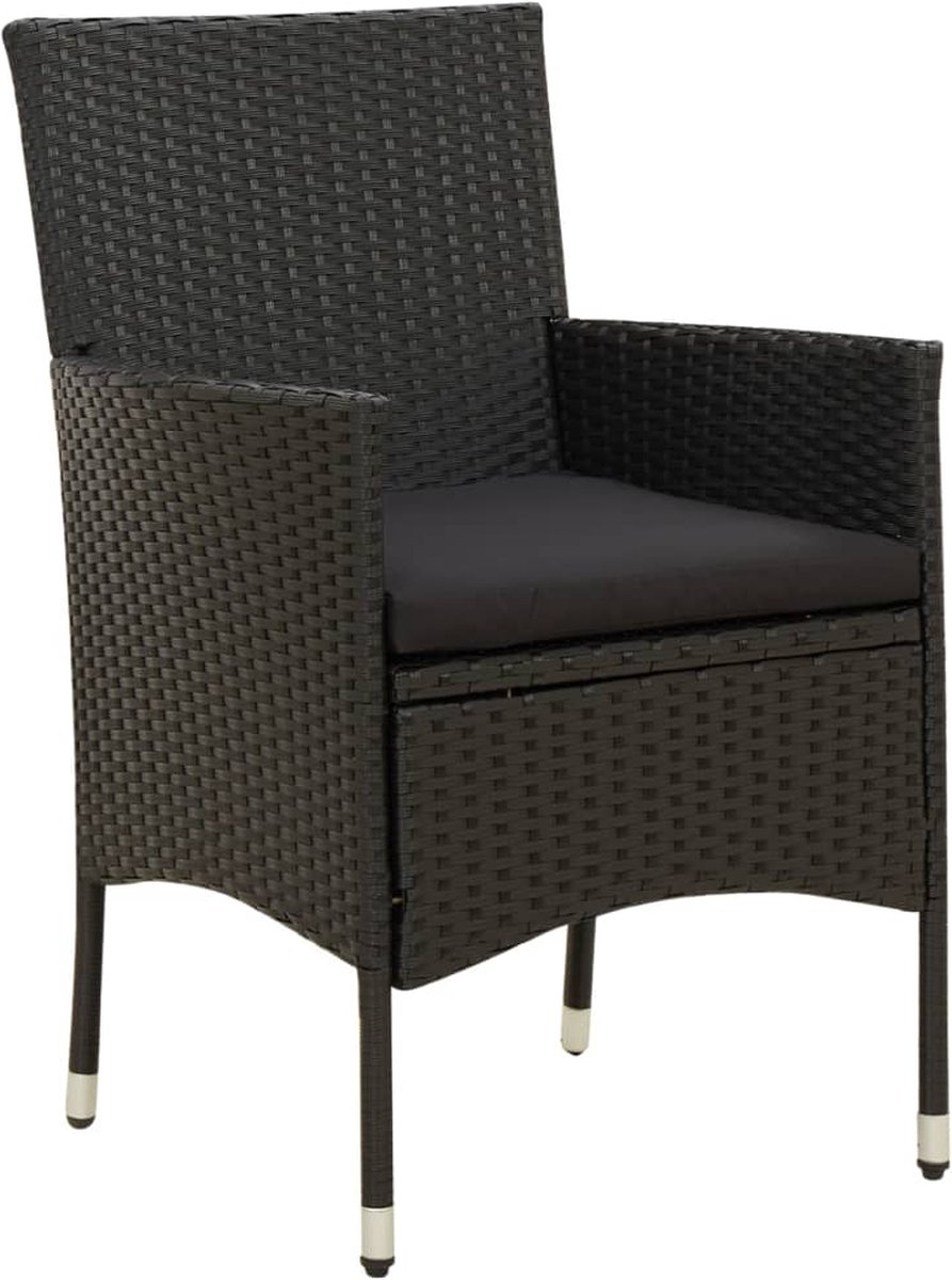 Vidaxl 3-delige Tuinset Met Kussens Poly Rattan - Zwart