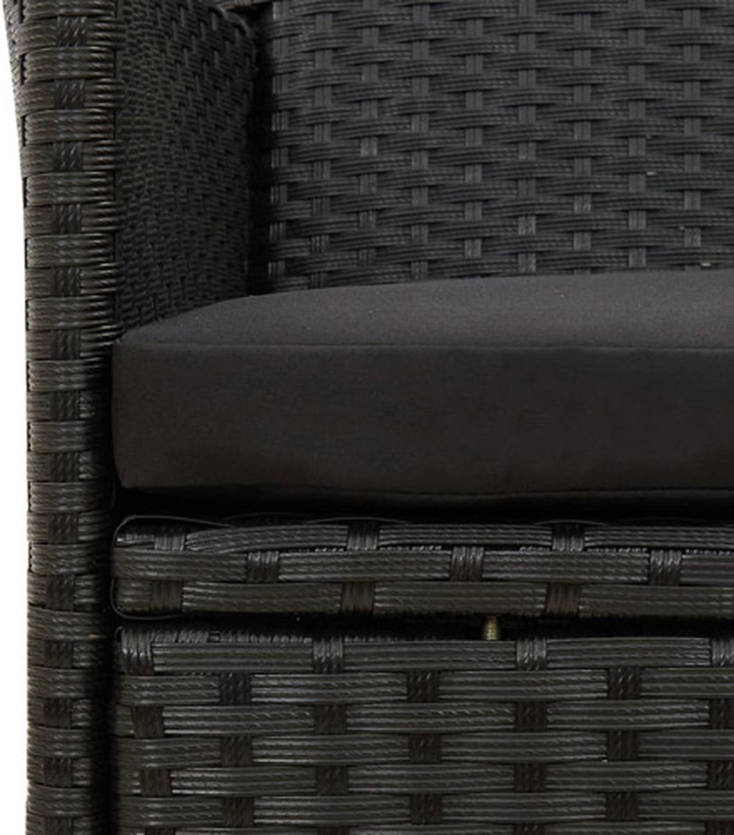 Vidaxl 3-delige Tuinset Met Kussens Poly Rattan - Zwart