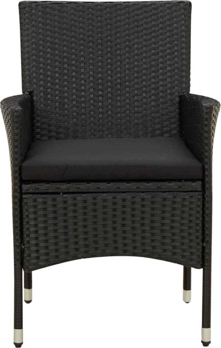 Vidaxl 3-delige Tuinset Met Kussens Poly Rattan - Zwart