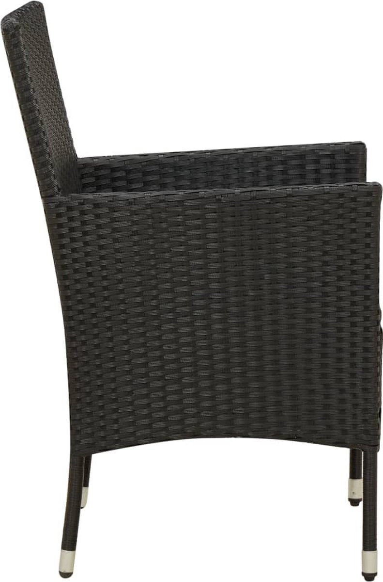 Vidaxl 3-delige Tuinset Met Kussens Poly Rattan - Zwart