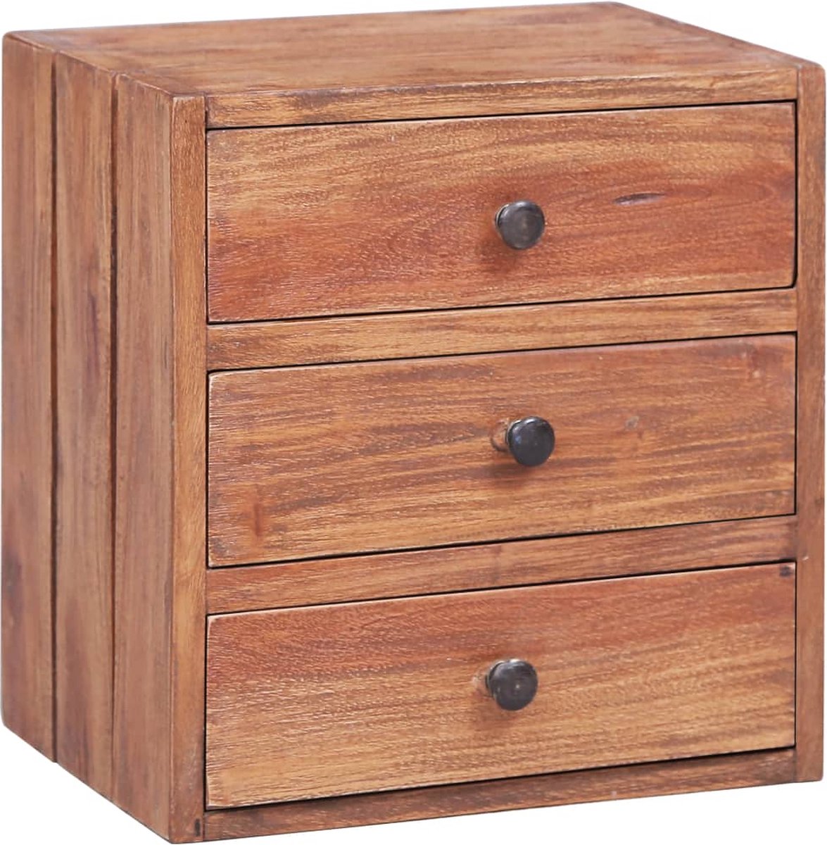 Vidaxl Nachtkastje Met 3 Lades 35x25x35 Cm Massief Gerecycled Hout - Bruin