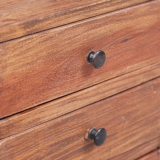 Vidaxl Nachtkastje Met 3 Lades 35x25x35 Cm Massief Gerecycled Hout - Bruin