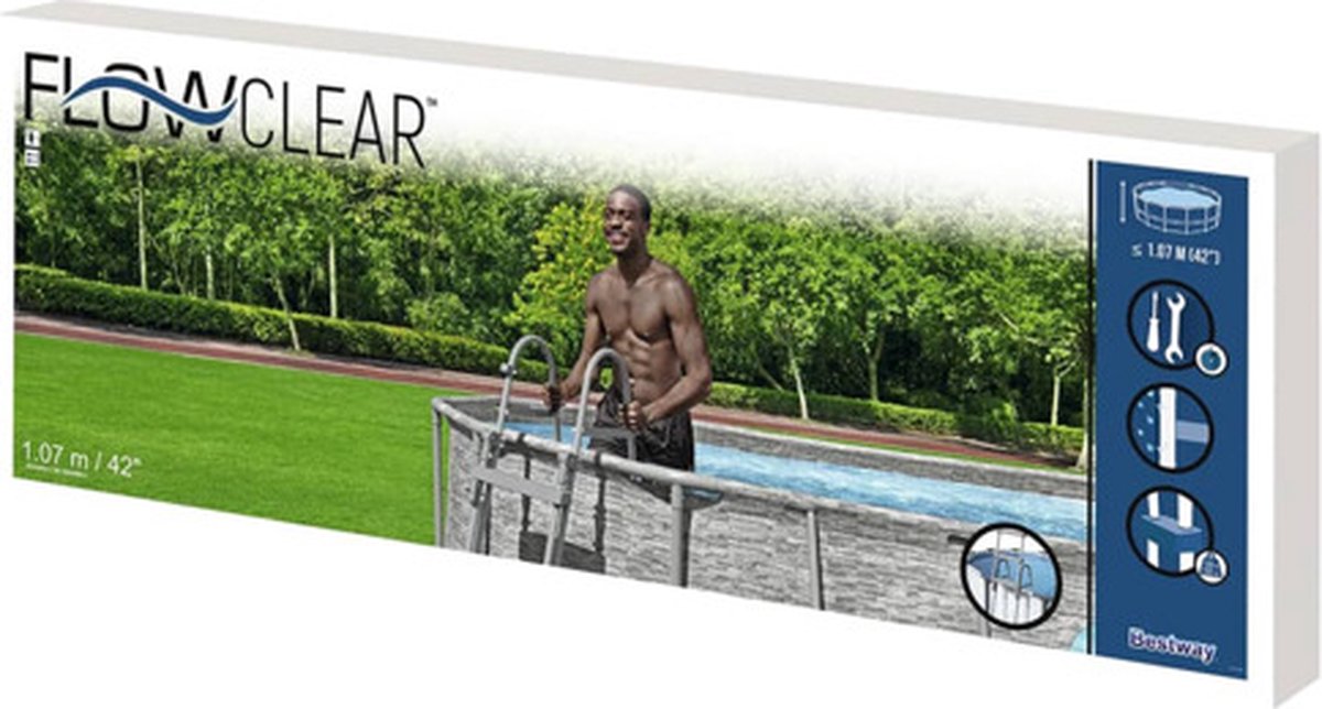 Bestway Zwembadladder Flowclear Met 4 Treden 107 Cm - Grijs