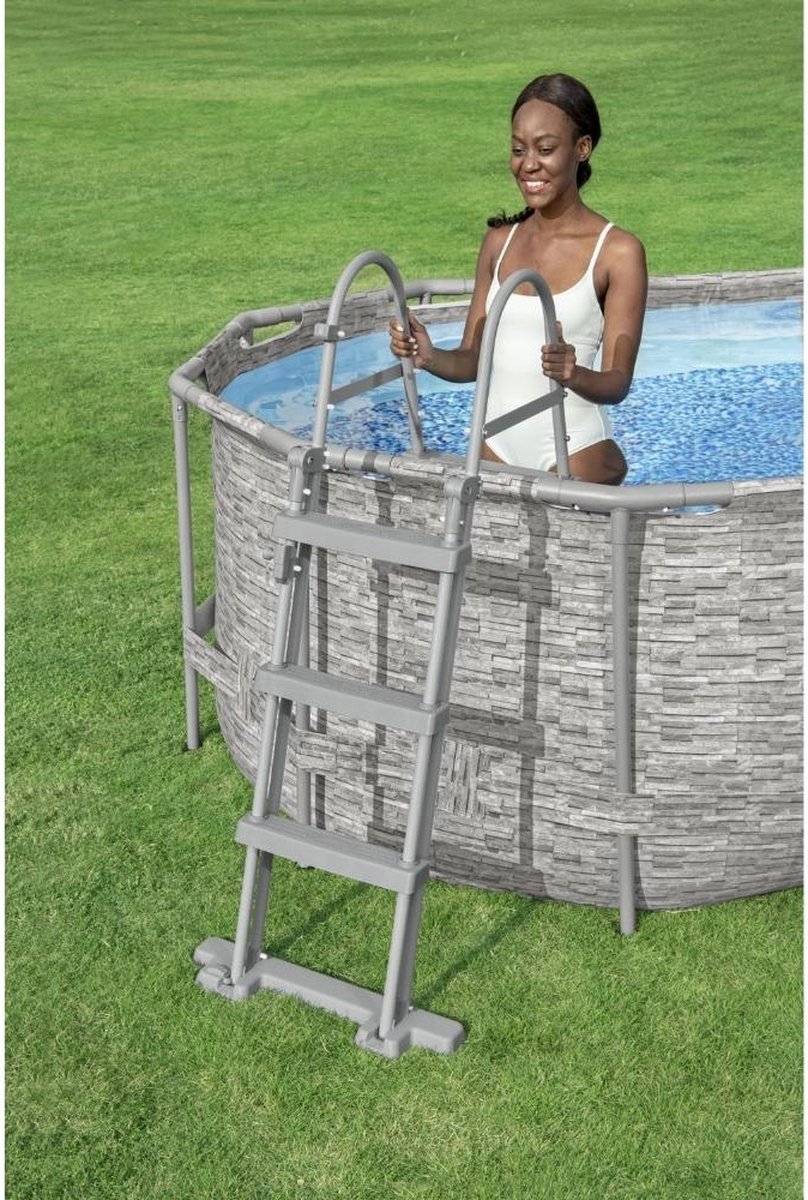 Bestway Zwembadladder Flowclear Met 4 Treden 107 Cm - Grijs