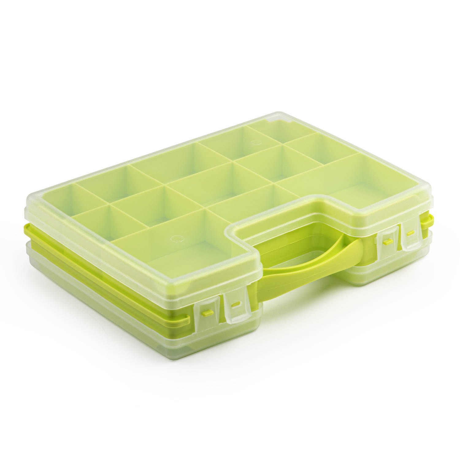 Forte Plastics Opbergkoffertje/opbergdoos/sorteerbox 22-vaks Kunststof 28 X 21 X 6 Cm - Opbergbox - Groen