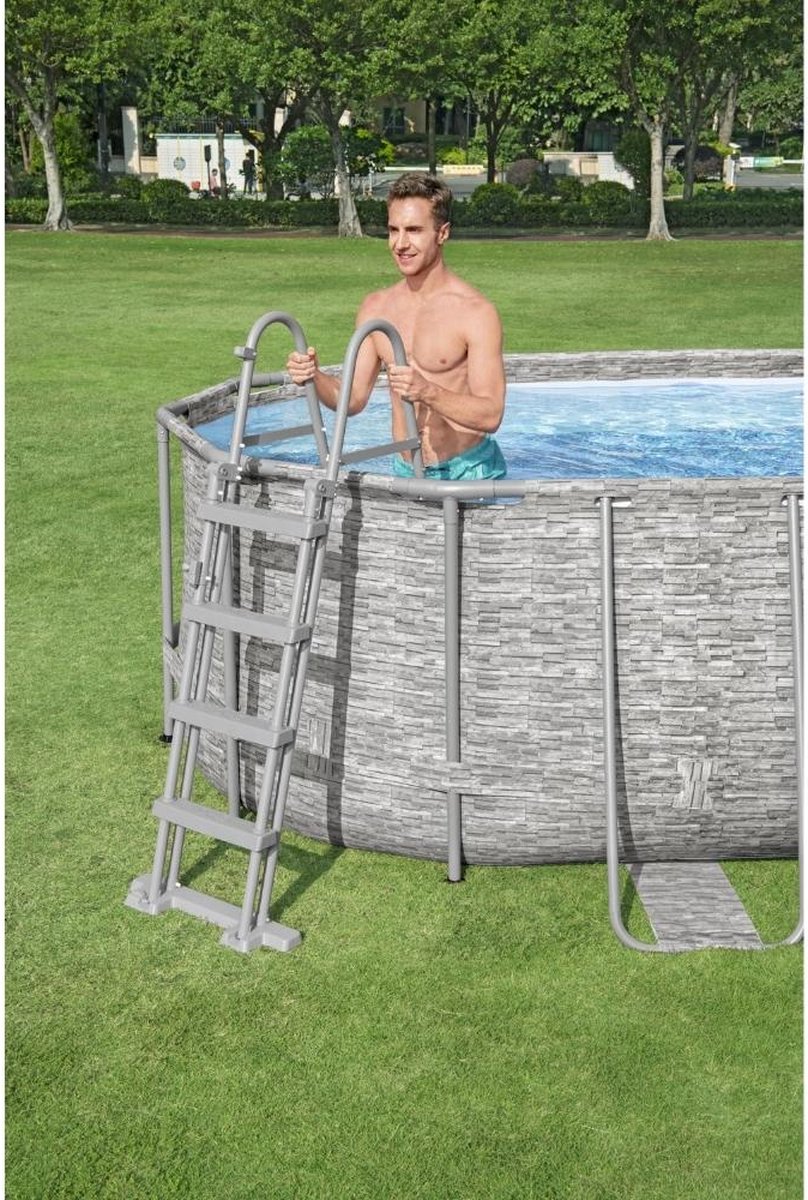 Bestway Zwembadladder Flowclear Met 4 Treden 122 Cm - Grijs