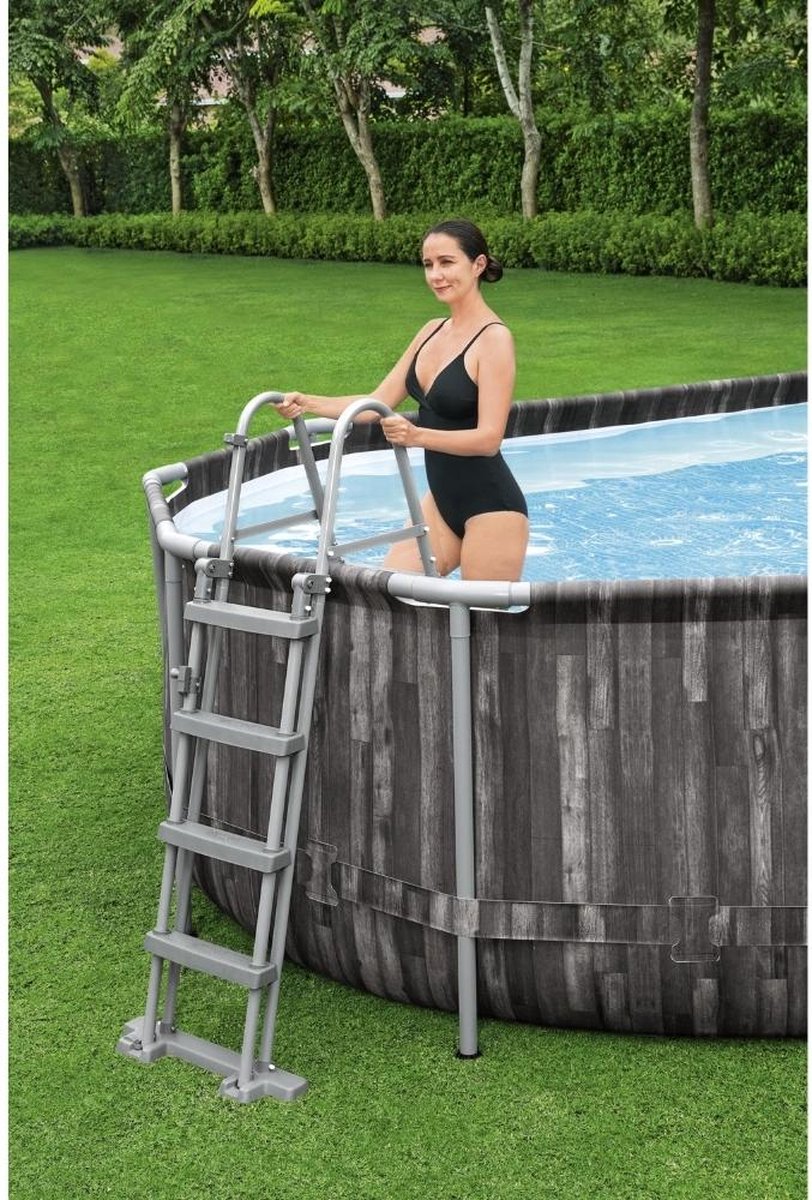 Bestway Zwembadladder Flowclear Met 4 Treden 122 Cm - Grijs