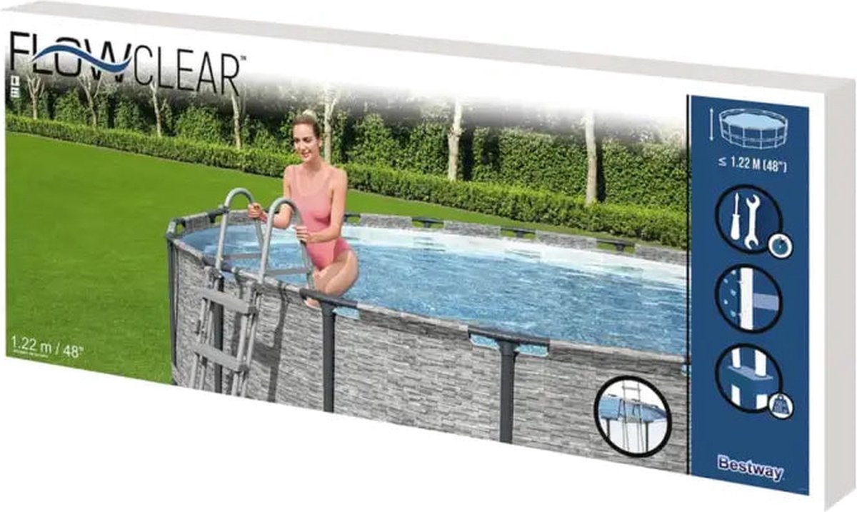 Bestway Zwembadladder Flowclear Met 4 Treden 122 Cm - Grijs