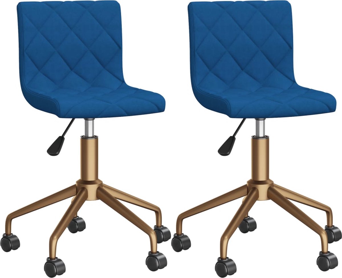 Vidaxl Eetkamerstoelen Draaibaar 2 St Fluweel - Blauw