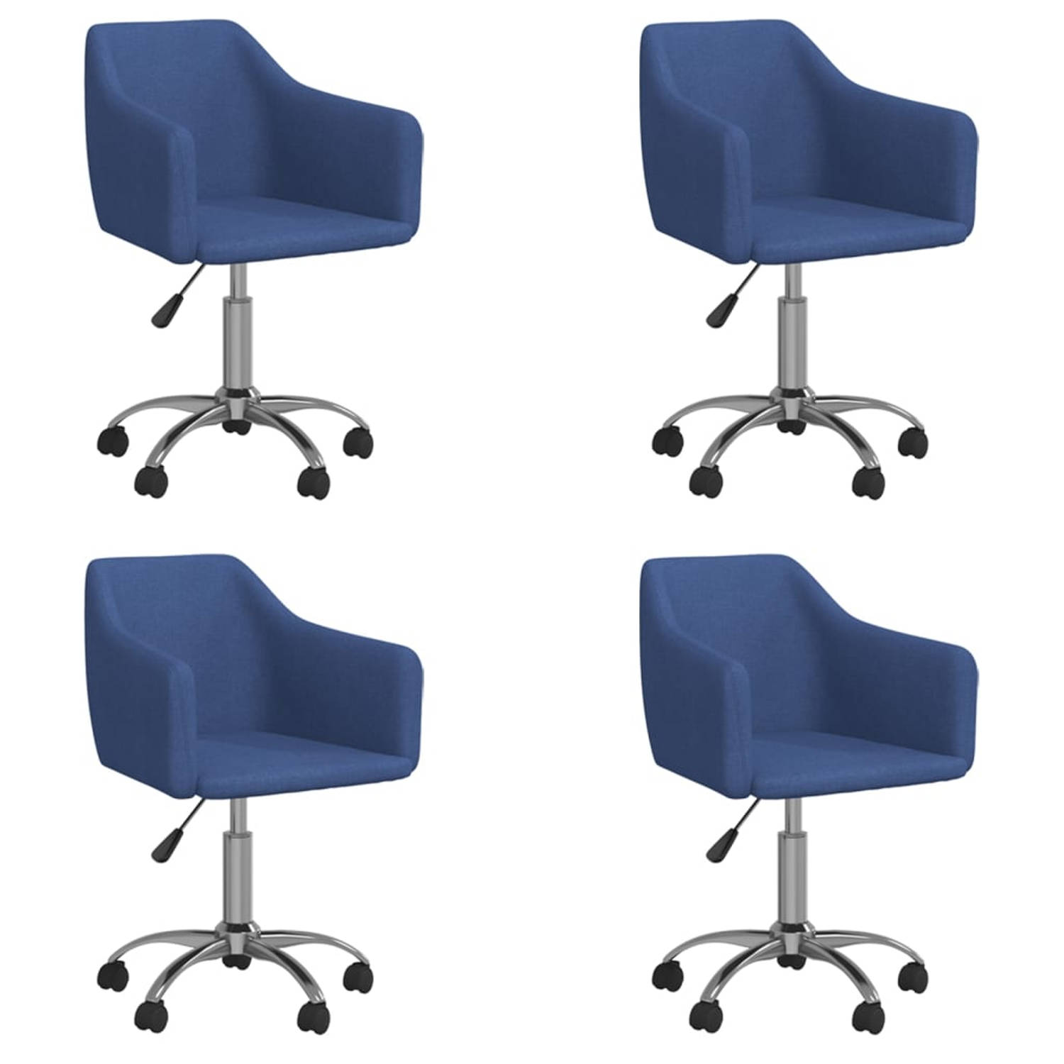 Vidaxl Eetkamerstoelen Draaibaar 4 St Stof - Blauw