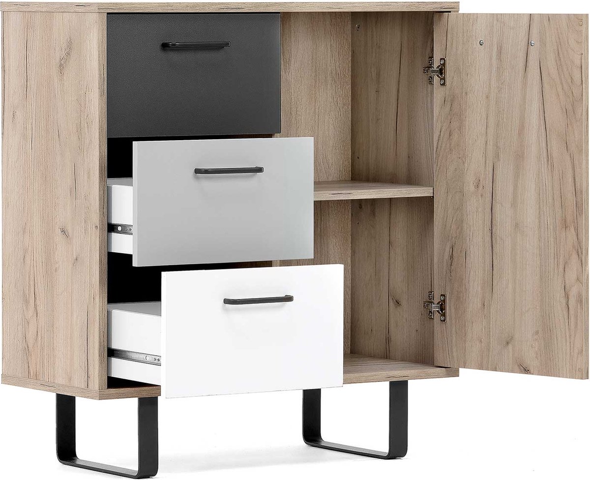 Finori Ladekast Orlando 1 En Ambachtelijk Eiken - Grijs