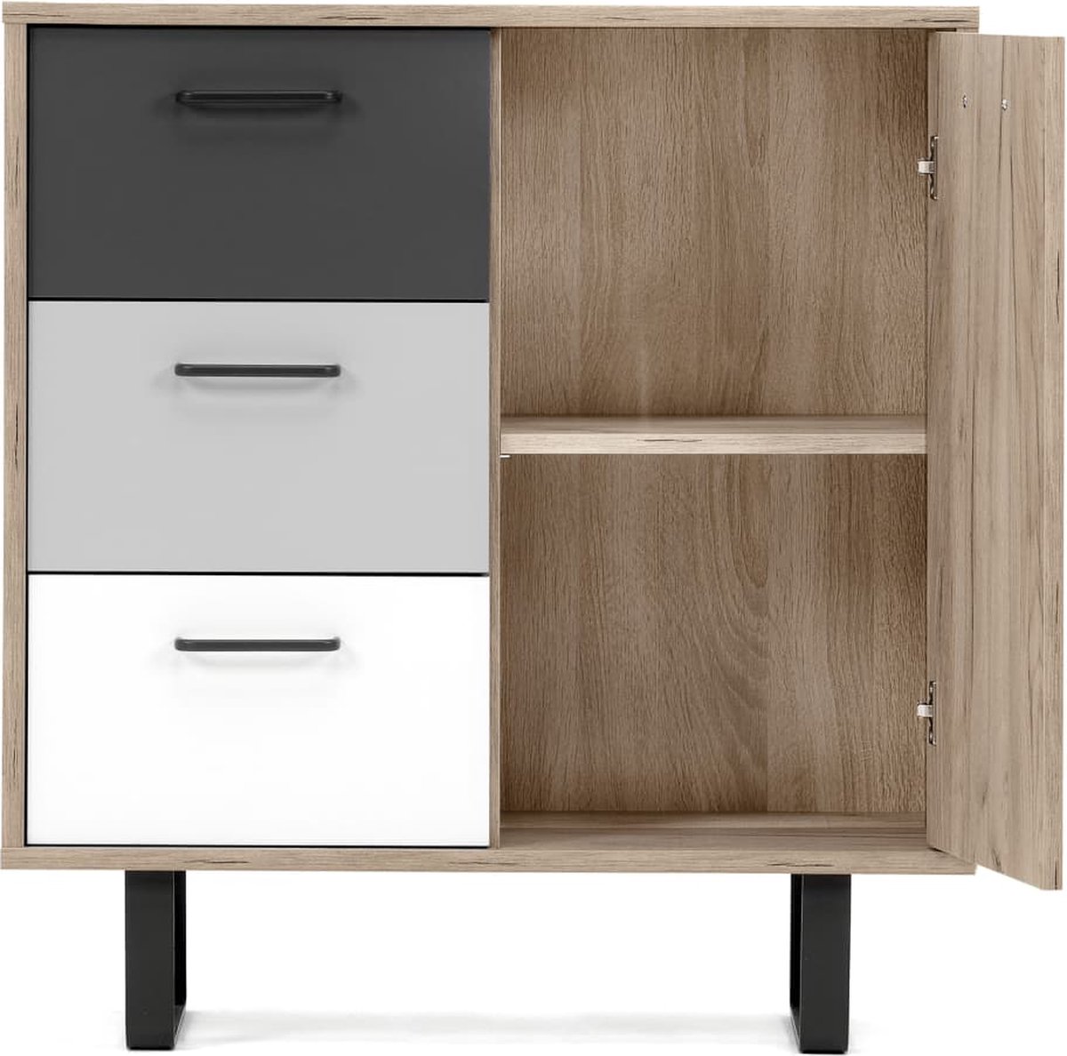 Finori Ladekast Orlando 1 En Ambachtelijk Eiken - Grijs