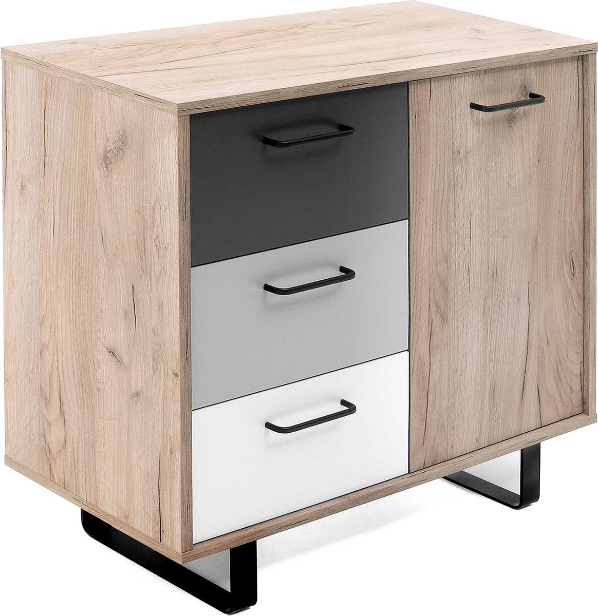 Finori Ladekast Orlando 1 En Ambachtelijk Eiken - Grijs