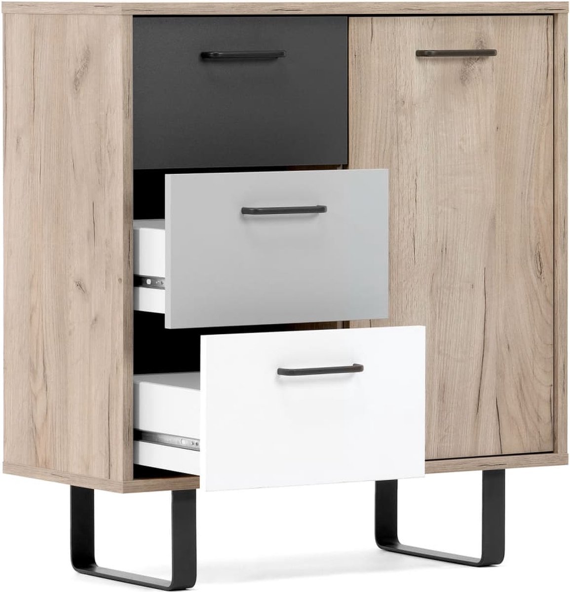 Finori Ladekast Orlando 1 En Ambachtelijk Eiken - Grijs