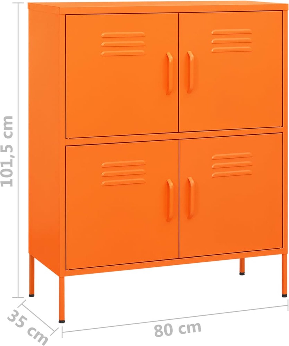 Vidaxl Opbergkast 80x35x101,5 Cm Staal - Oranje