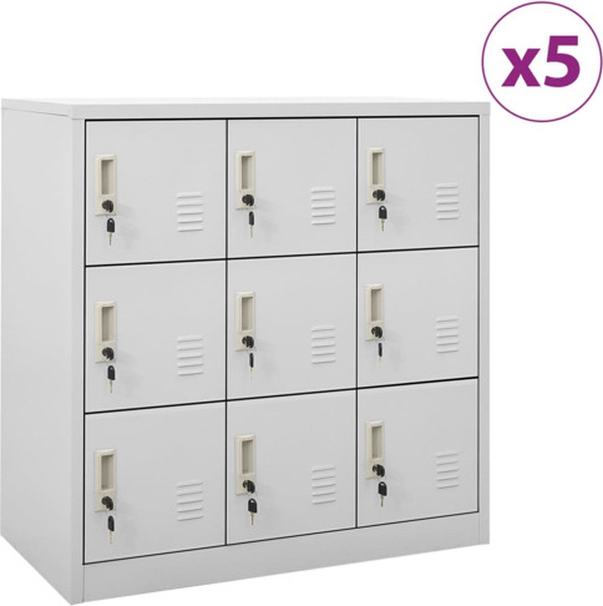 Vidaxl Lockerkasten 5 St 90x45x92,5 Cm Staal Licht - Gris