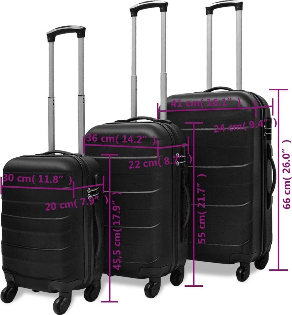 Vidaxl Harde Kofferset 3-delig Zilver - Silver