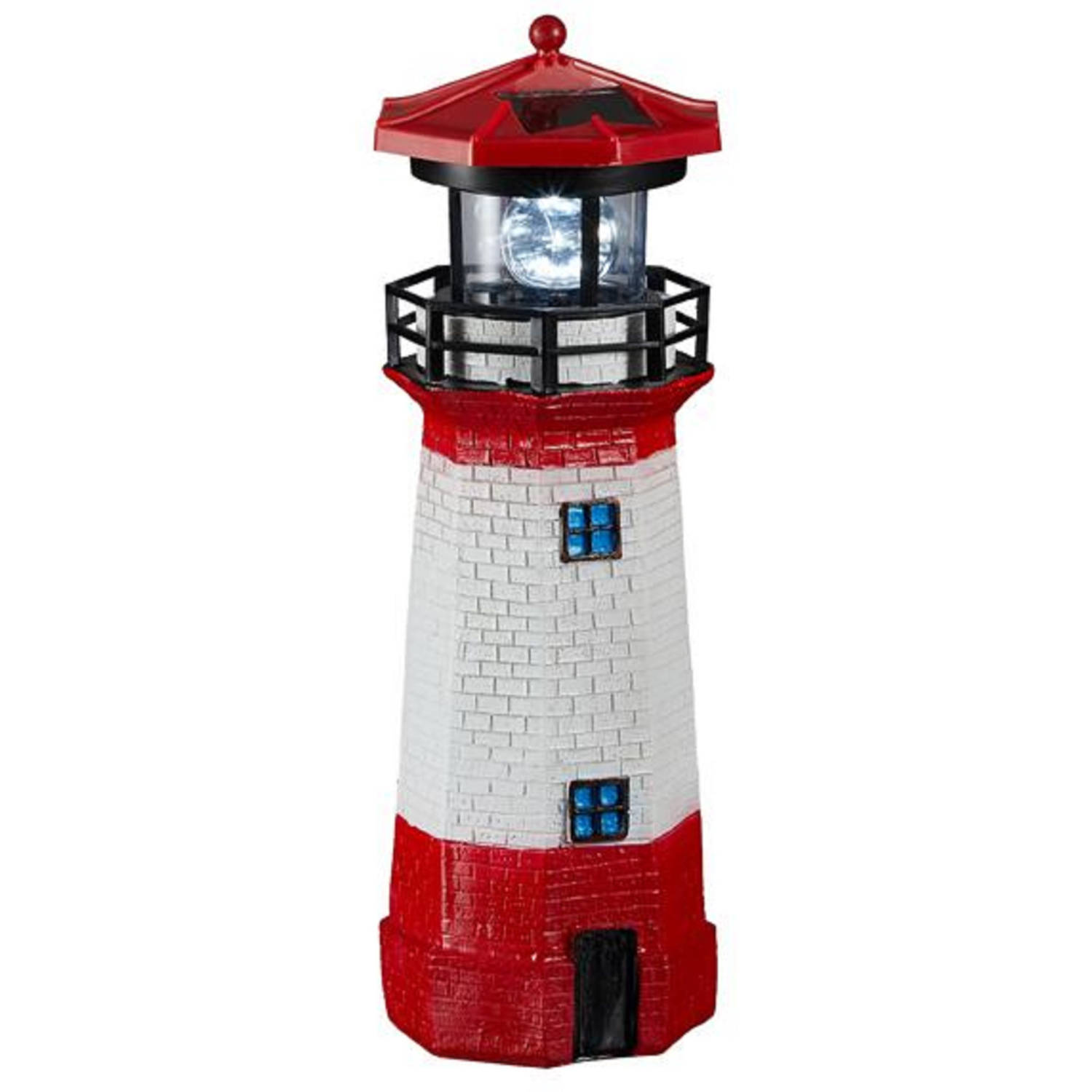 Rode/te Vuurtoren Beeldje Met Solar Licht 28 Cm Maritieme Decoratie - Beeldjes - Wit