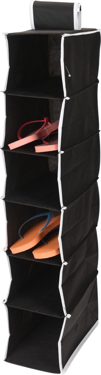 Hangende Kast Organizer Met 6 Vakken 15 X 30 X 84 Cm - Opbergmanden - Zwart