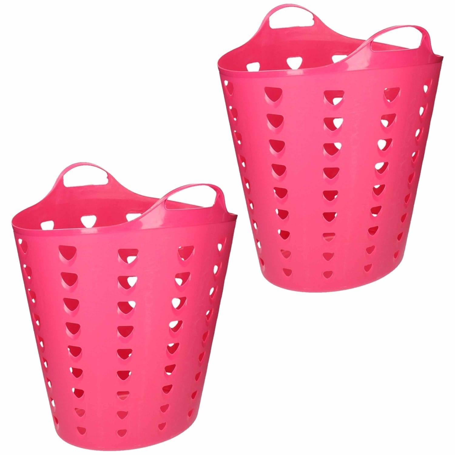 2x Stuks Opbergmanden Flexibel 60 Liter 47 X 50 Cm - Opbergmanden - Roze