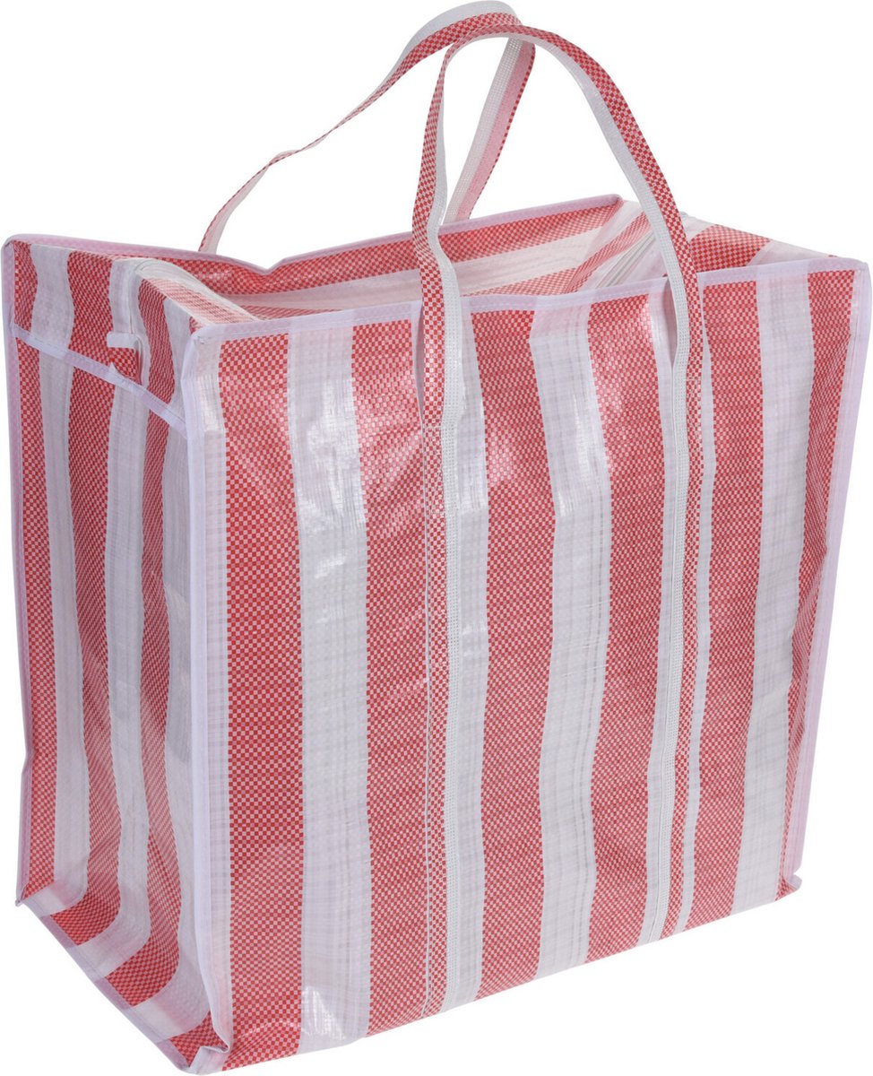 Set Van 2x Wastassen/boodschappentassen/opbergtassen Wit/ 55 X 55 X 30 Cm - Shoppers - Rood