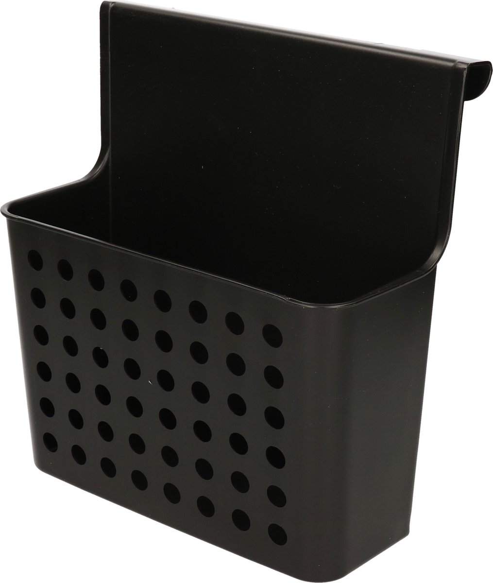 Forte Plastics Badkamer/keuken Hang Opbergmandjes/organizers 26 X 24 Cm - Opbergmanden - Zwart