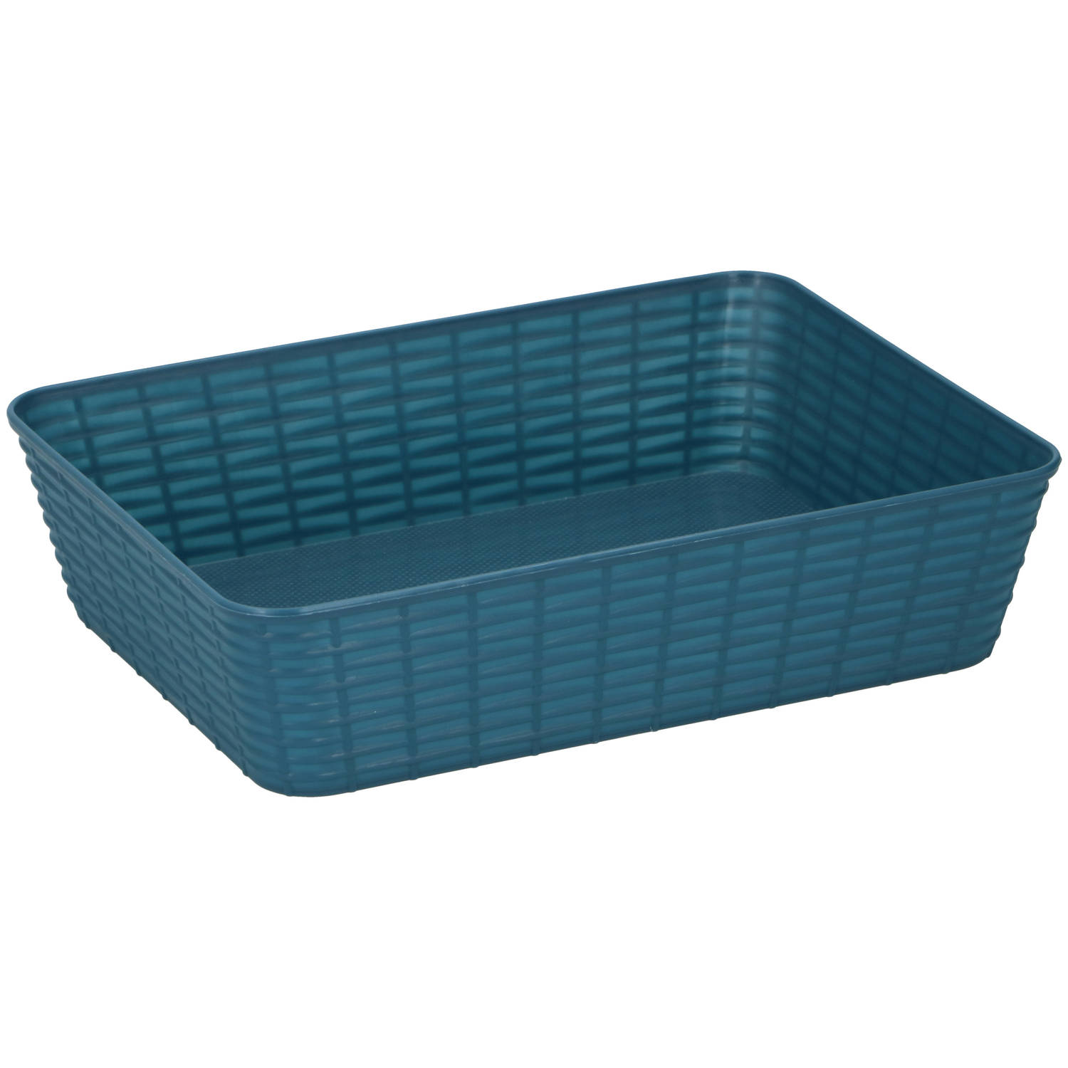 6xe Plastic Opbergmanden Rechthoekig 25 X 19 X 6 Cm - Opbergmanden - Blauw