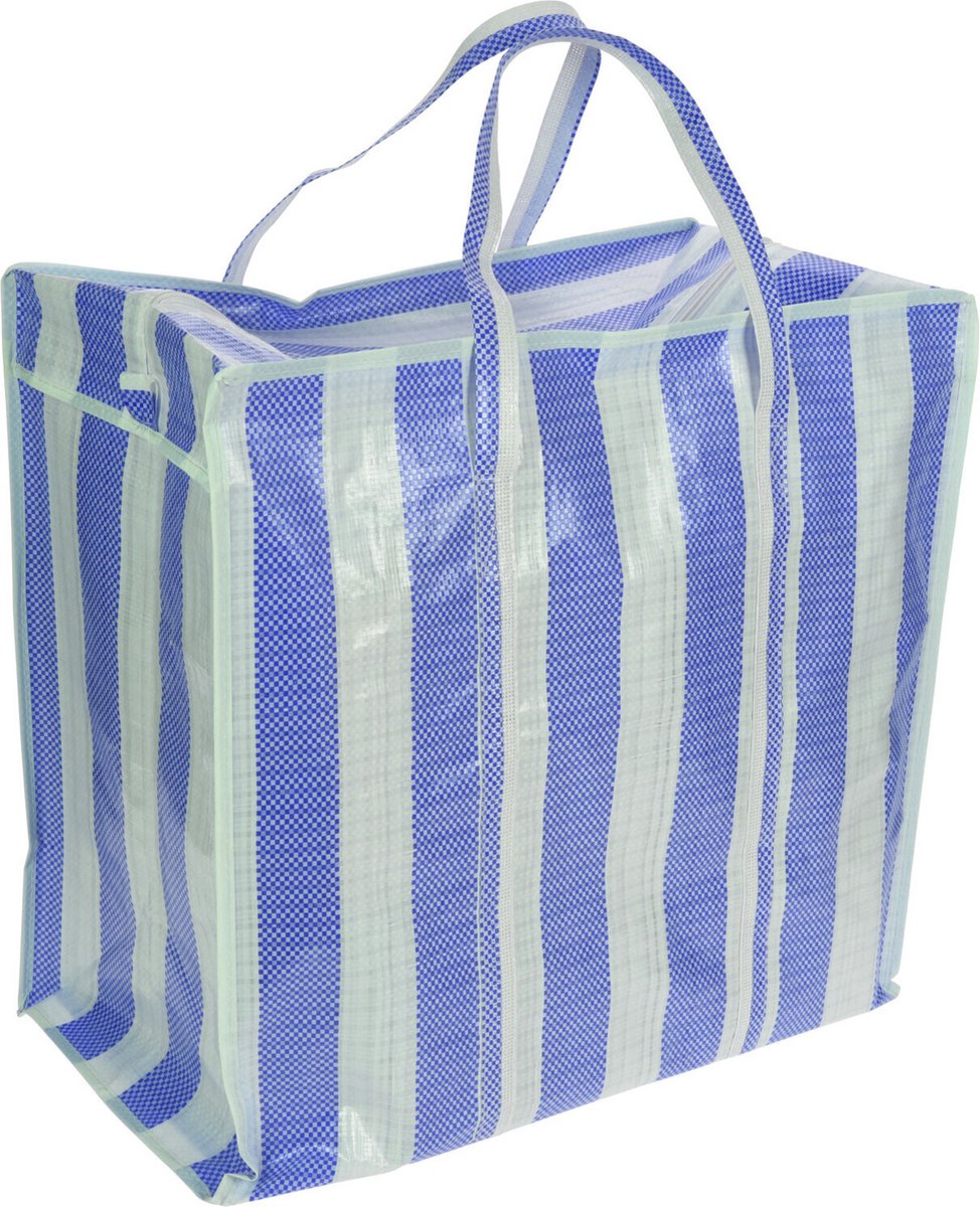 Wastas/boodschappentas/opbergtas Wit/ 55 X 55 X 30 Cm - Shoppers - Blauw