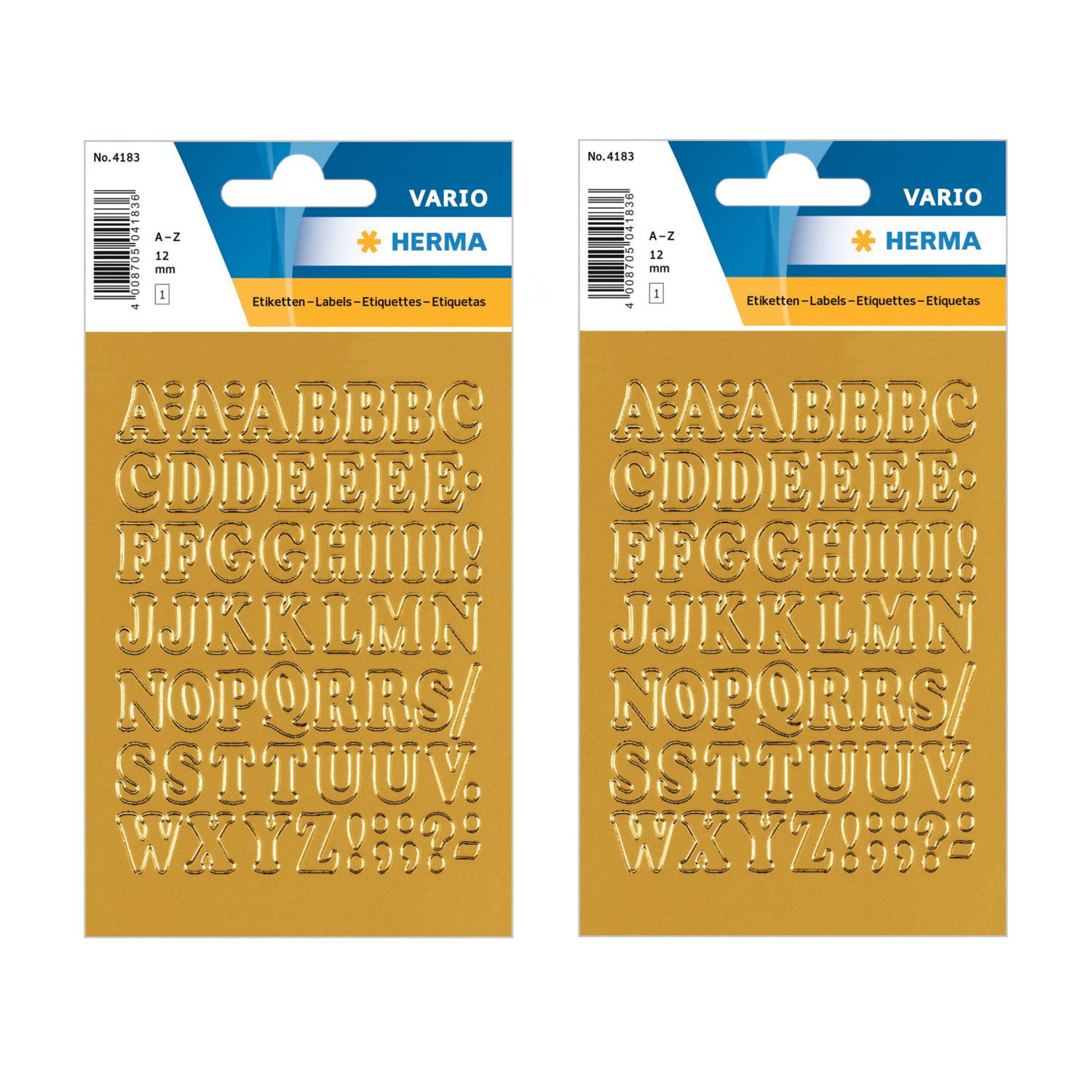 2x Stickervellen 54x Plak Letters Alfabet A-z/folie 12 Mm - Stickers - Goud