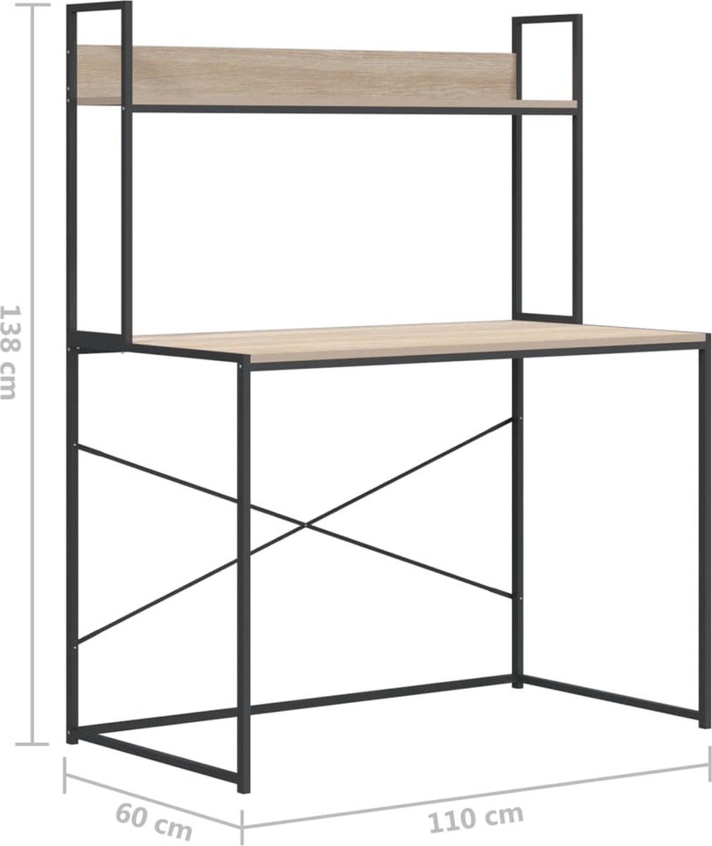 Vidaxl Computerbureau 110x60x138 Cm Spaanplaat En Eikenkleurig - Bruin