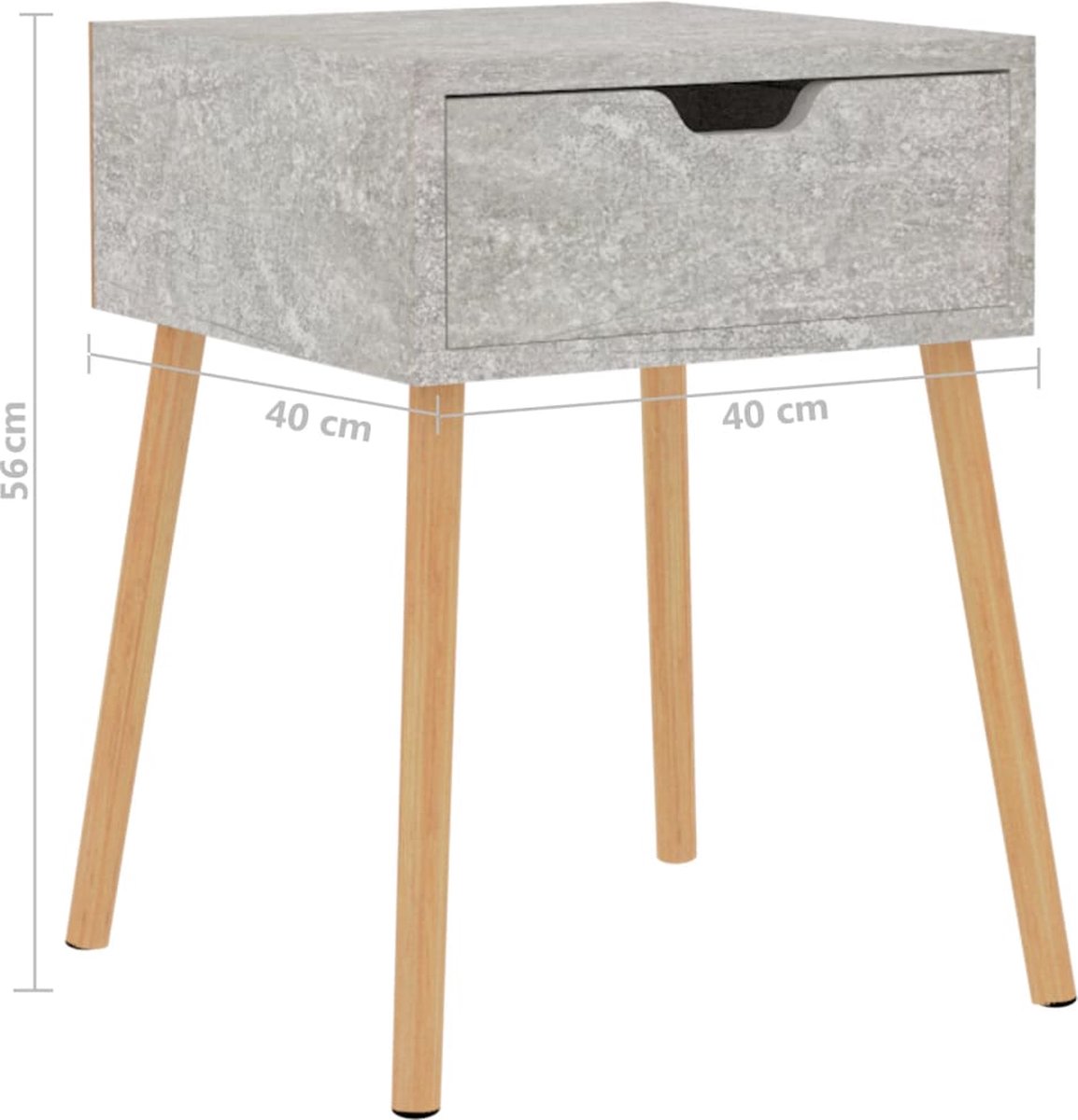 Vidaxl Nachtkastje 40x40x56 Cm Spaanplaat Beton - Grijs