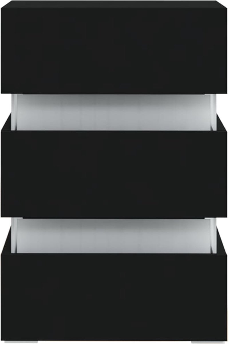 Vidaxl Nachtkastje Led 45x35x67 Cm Spaanplaat - Zwart