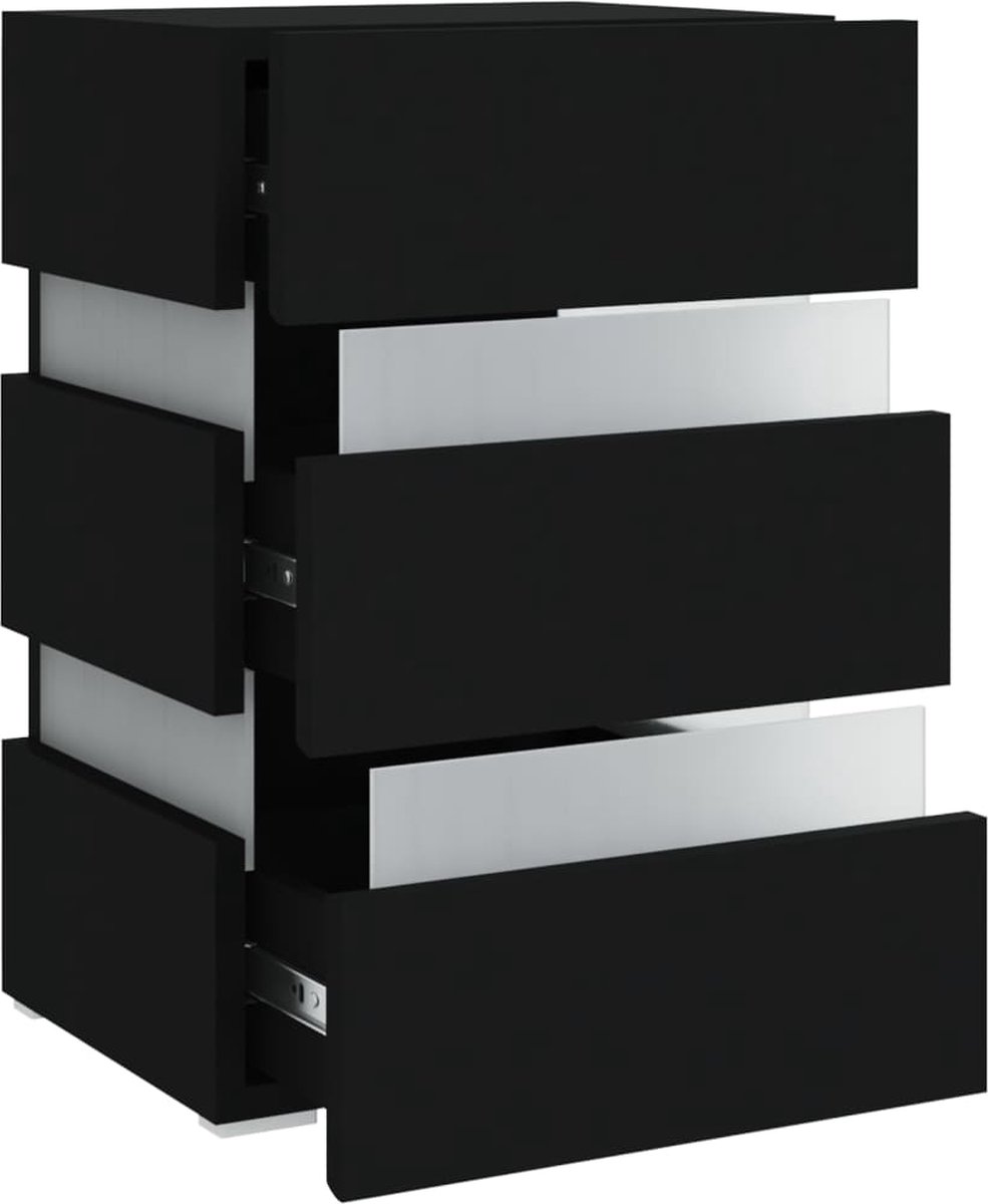 Vidaxl Nachtkastje Led 45x35x67 Cm Spaanplaat - Zwart