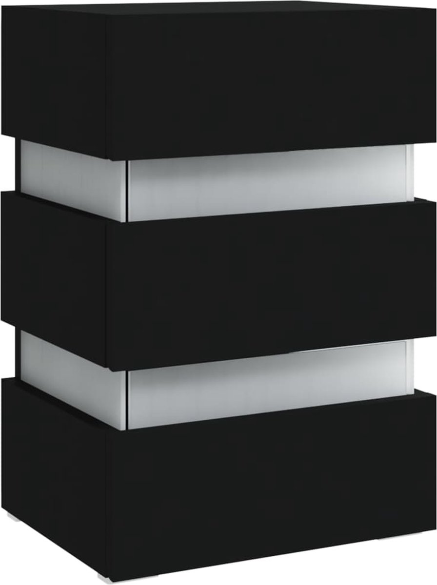 Vidaxl Nachtkastje Led 45x35x67 Cm Spaanplaat - Zwart